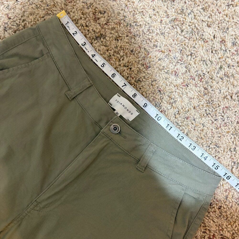 7Diamonds Size 30 10 Nellie Cargo Pants Olive Green Flare Utility - Picture 12 of 16